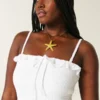 Vestido largo sin tirantes con fruncidos
