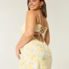Vestido midi con espalda abierta y mezcla de lino