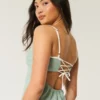 Vestido midi con espalda abierta y mezcla de lino