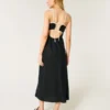 Vestido midi con espalda abierta y mezcla de lino