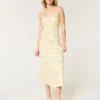 Vestido midi con espalda abierta y mezcla de lino