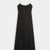 Vestido midi con espalda abierta y mezcla de lino