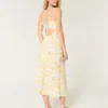 Vestido midi con espalda abierta y mezcla de lino